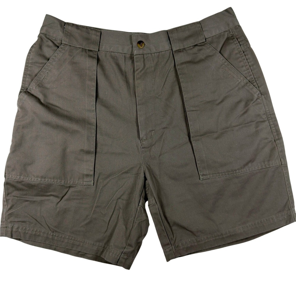 Bugle Boy Co Mens Vintage 90s Cargo Shorts Olive Drab Cotton Twill 36W Utility
